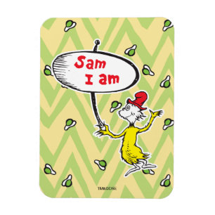Imán Dr. Seuss Sam-I-Am sosteniendo cartel
