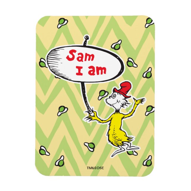 Imán Dr. Seuss | Sam-I-Am sosteniendo cartel (Vertical)