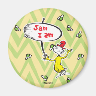 Imán Dr. Seuss   Sam-I-Am sosteniendo cartel
