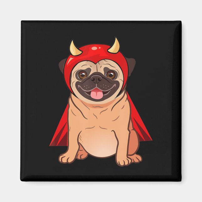 Imán Drácula Vampiro Pug Cute Perro Halloween Disstuve  (Frente)
