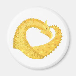 Imán Dragón amarillo del corazón en blanco