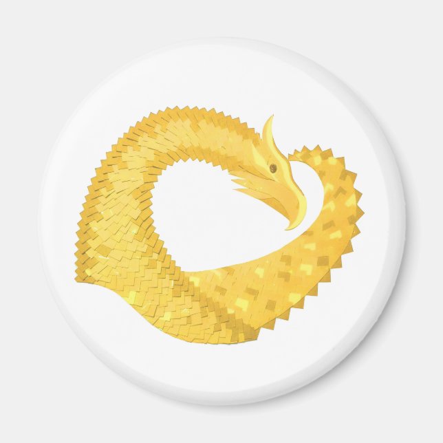 Imán Dragón amarillo del corazón en blanco (Frente)