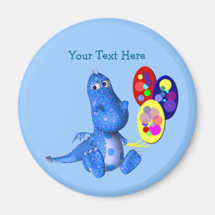 Imán Dragón azul sostiene globos Cute Magnet