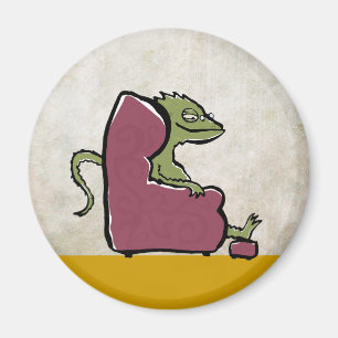 Imán dragón barbudo en un sillón