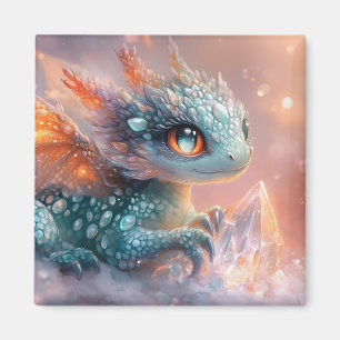 Imán Dragón Bebé Adorable con Gema de Cristal: Arte de 