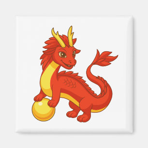 Imán Dragón Chino Rojo