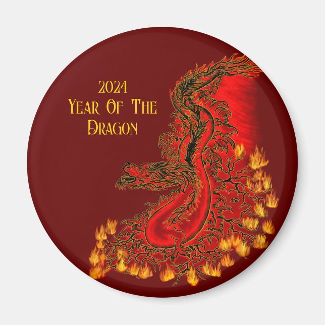 Imán Dragón De China, 2024 Año Del Dragón (Frente)