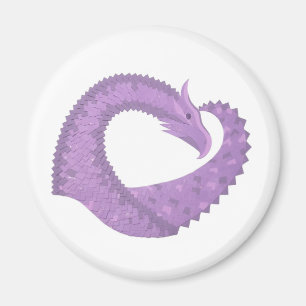 Imán Dragón de corazón morado de lavanda en blanco