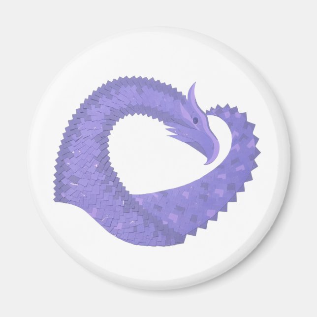 Imán dragón de corazón pervinca sobre blanco (Frente)