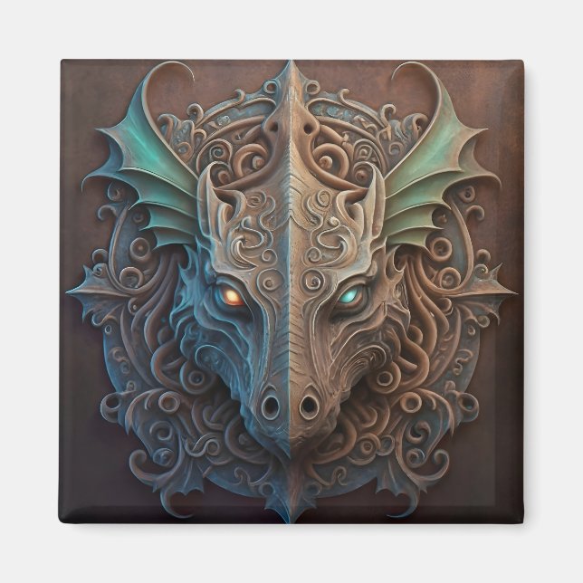 Imán Dragón de estilo de gárgola medieval (Frente)