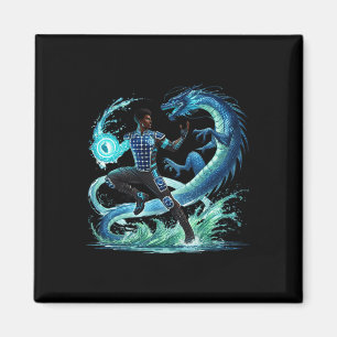 Imán Dragón de fantasía hombre negro afroamericano