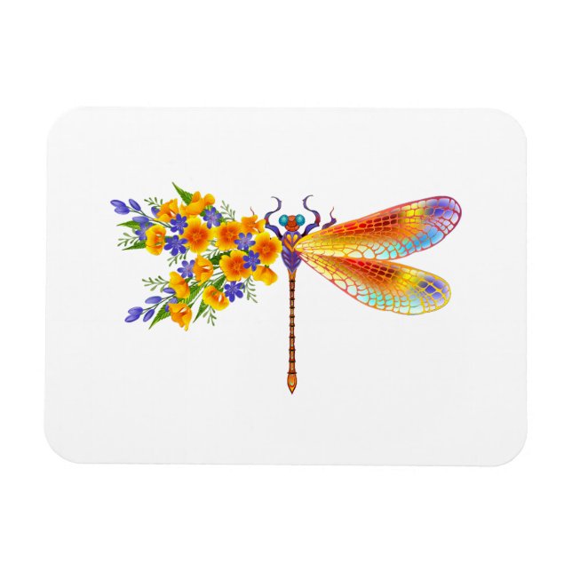 Imán Dragón de flores amarillas (Horizontal)