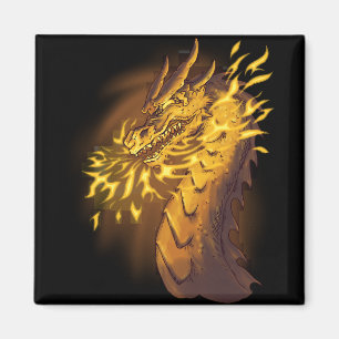 Imán Dragón de fuego dorado
