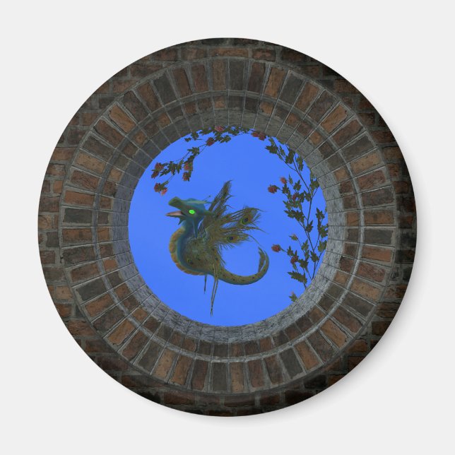 Imán Dragón de hadas de pavo real (Frente)