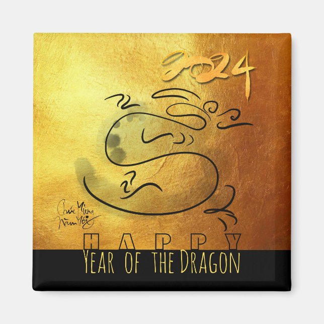 Imán Dragón de pintura original Año Nuevo Vietnamita 20 (Frente)