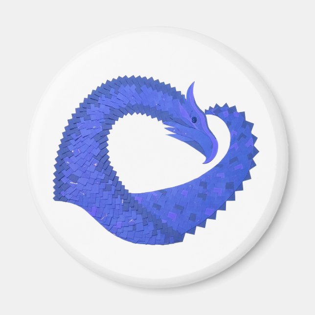 Imán Dragón del corazón azul sobre blanco (Frente)