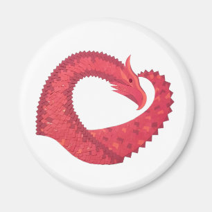 Imán Dragón del corazón rojo en blanco