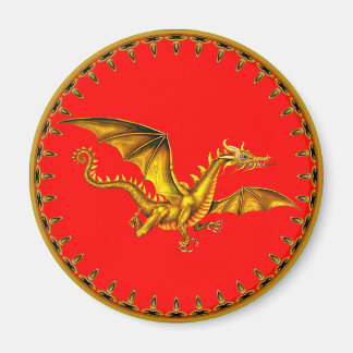 Imán dragón dorado rojo