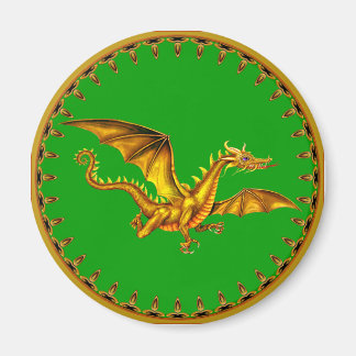 Imán dragón dorado verde