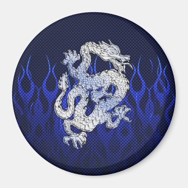Imán Dragón en cromo como los estilos de fibra de carbo (Frente)