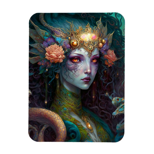 Imán Dragon Goddess Queen Fantasy Art (Vertical)