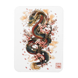 Imán Dragón Japonés con Flores de Cerezo | Mito de Saku