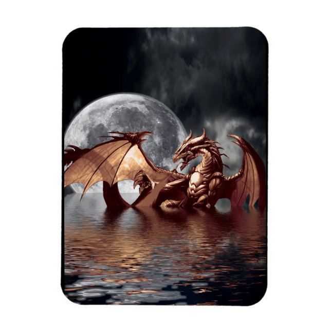 Imán Dragon & Moon Fantasy Art Magnet (Vertical)