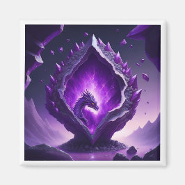 Imán Dragón morado de bebé emerge del huevo espacial