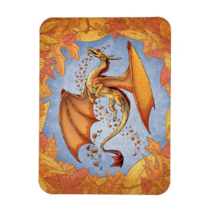 Imán Dragón naranja del arte de la fantasía natural del