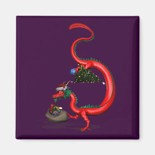Imán Dragón oriental rojo