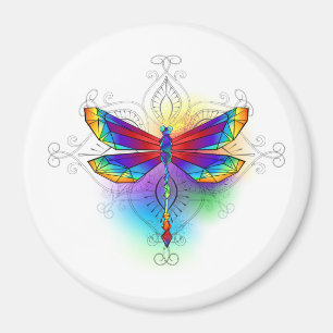 Imán Dragón poligonal arcoiris
