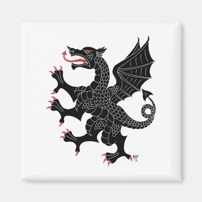 Imán Dragon Rampant Sable (Frente)