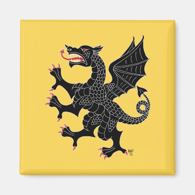 Imán Dragon Rampant Sable (Frente)
