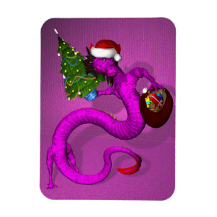 Imán Dragón rosa de navidad