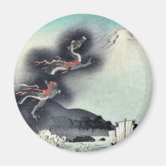 Imán Dragón sobre el Monte Fuji Ukiyoe (Frente)