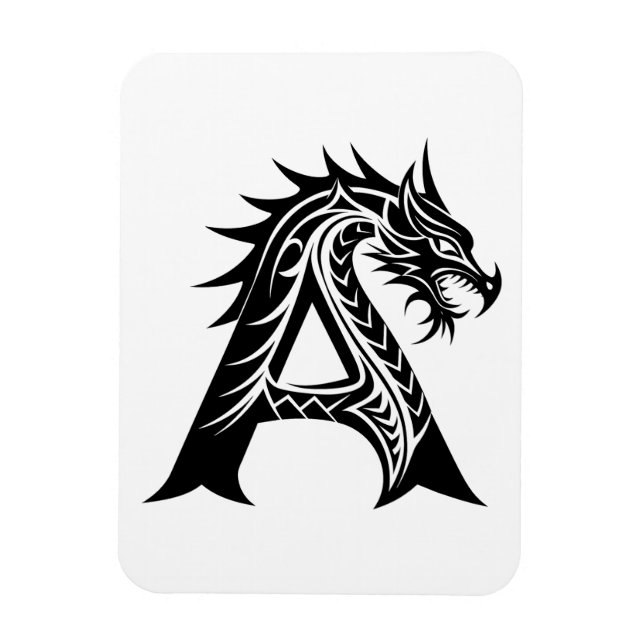 Imán Dragon Styled Letter A, Dragon Alphabet, Monogram (Vertical)