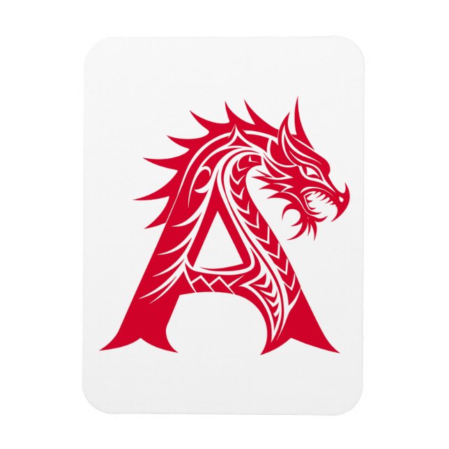 Imán Dragon Styled Letter A, Dragon Alphabet, Monogram (Vertical)