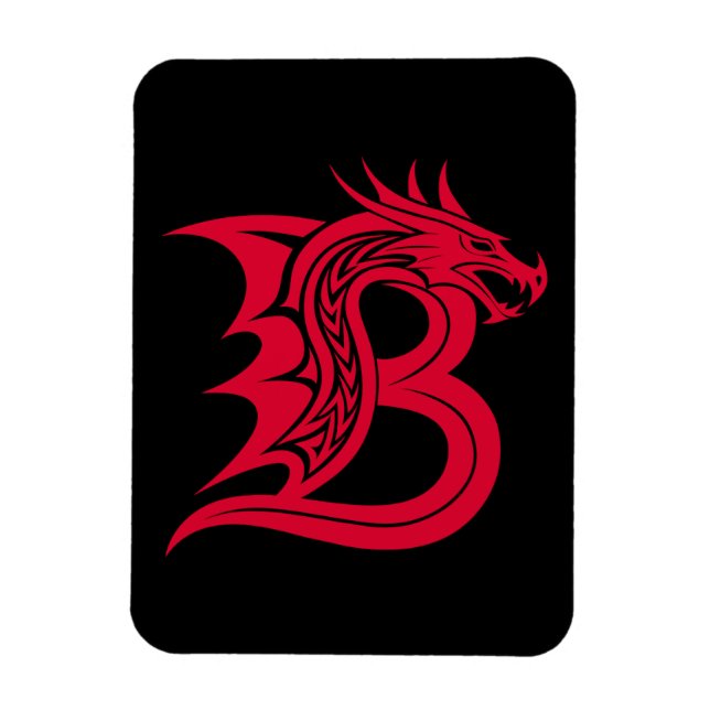 Imán Dragon Styled Letter B, Dragon Alphabet, Monogram (Vertical)