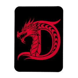 Imán Dragon Styled Letter D, Dragon Alphabet, Monogram