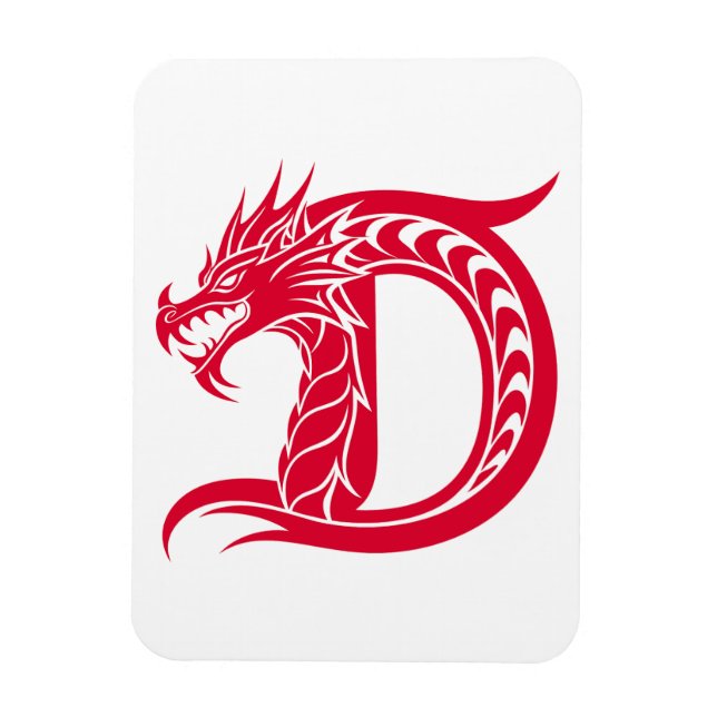 Imán Dragon Styled Letter D, Dragon Alphabet, Monogram (Vertical)