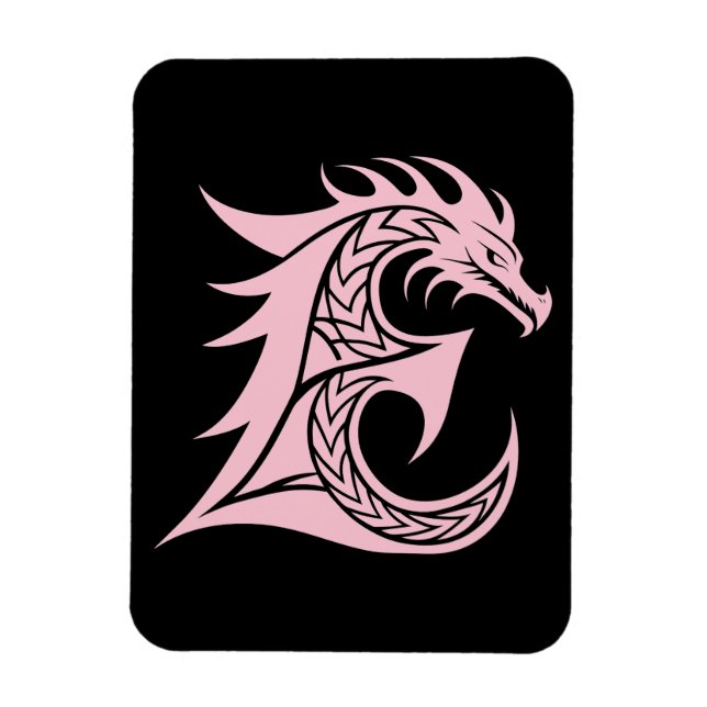 Imán Dragon Styled Letter E, Dragon Alphabet, Monogram (Vertical)