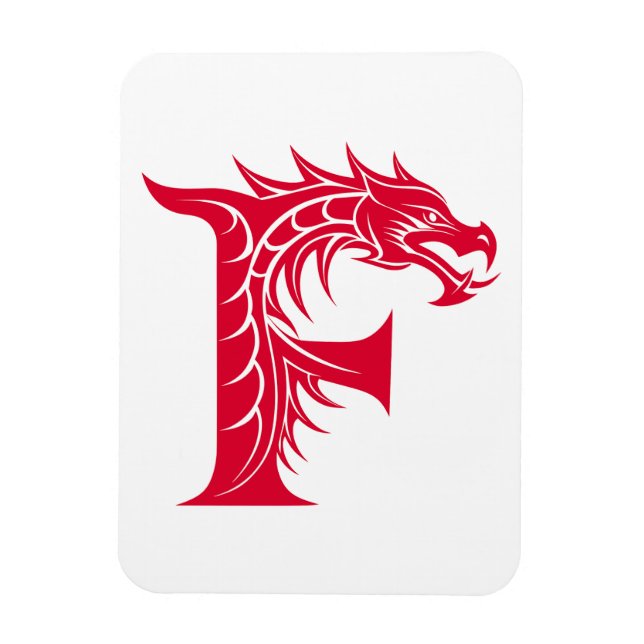 Imán Dragon Styled Letter F, Dragon Alphabet, Monogram (Vertical)