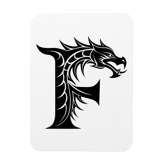 Imán Dragon Styled Letter F, Dragon Alphabet, Monogram (Vertical)