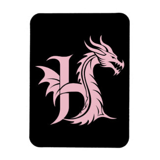 Imán Dragon Styled Letter H, Dragon Alphabet, Monogram