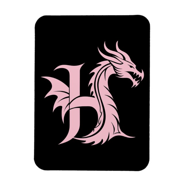 Imán Dragon Styled Letter H, Dragon Alphabet, Monogram (Vertical)