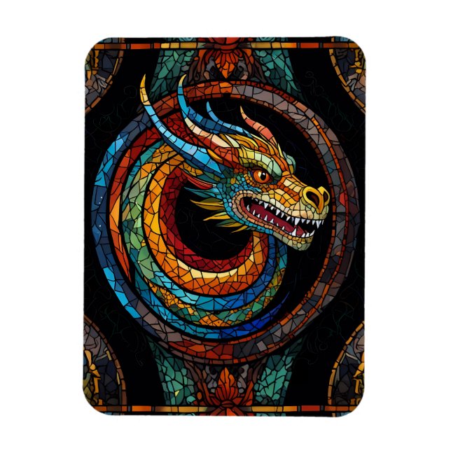Imán Dragon Swirl en diseño de mosaico multicolor (Vertical)