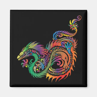 Imán Dragón tribal colorido