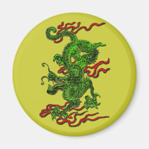 Imán Dragón verde con las cintas rojas ropa y regalos