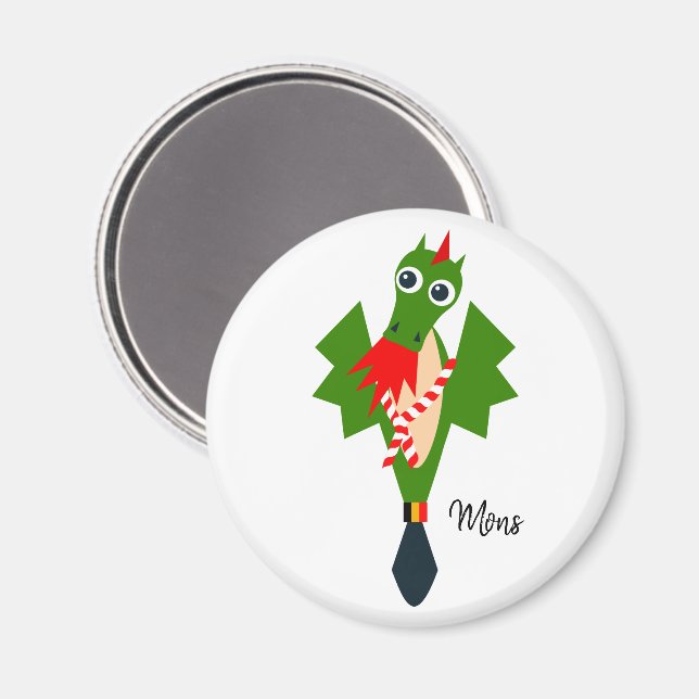 Imán Dragón Verde de la ciudad de Mons, Bélgica (Anverso/Reverso)
