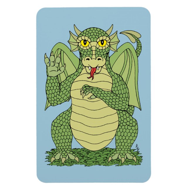 Imán Dragón verde lindo (Vertical)
